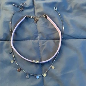 pink heart choker and gold chain necklace!
